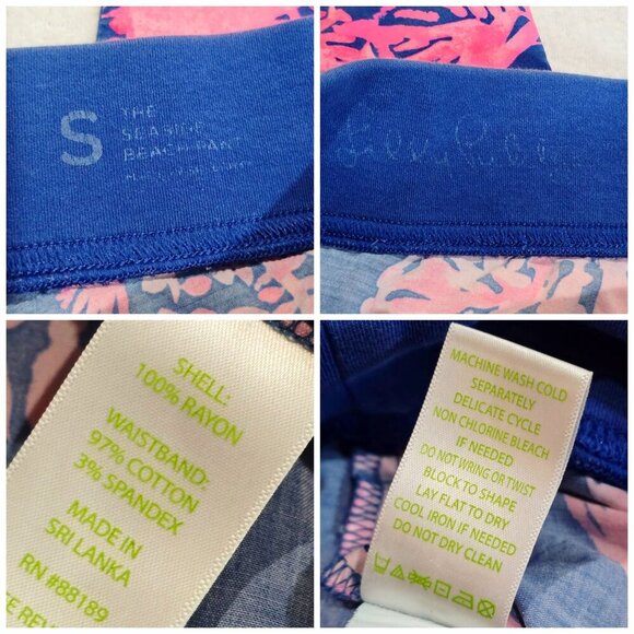 Lilly Pulitzer ✦ Seaside Beach Pants ✦ Pink Navy Blue Tropical Print Rayon S - Picture 13 of 14